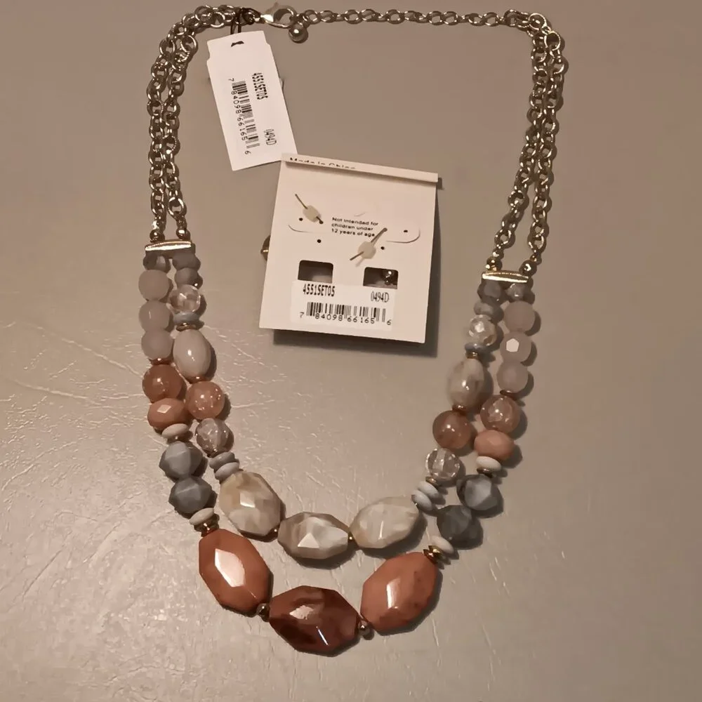 Ava Renee women's matching set multi-color multi-layer necklace & earrings - NWT